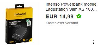 Ebay: Powerbank Intenso XS 10000 für 14,99 Euro frei Haus