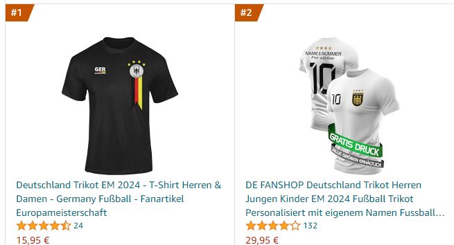 Amazon: Sportfan-Shirt zum Bestpreis ab 16,96 Euro