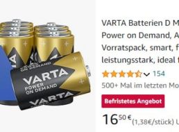 Amazon: Zwölferpack Monobatterien von Varta für 16,50 Euro