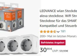 Amazon: Viererpack smarte Steckdosen von LEDvance für 30,99 Euro