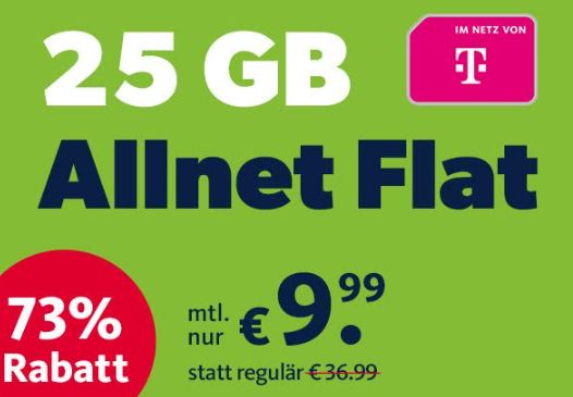 Telekom-Netz: 25 GByte LTE für 9,99 Euro