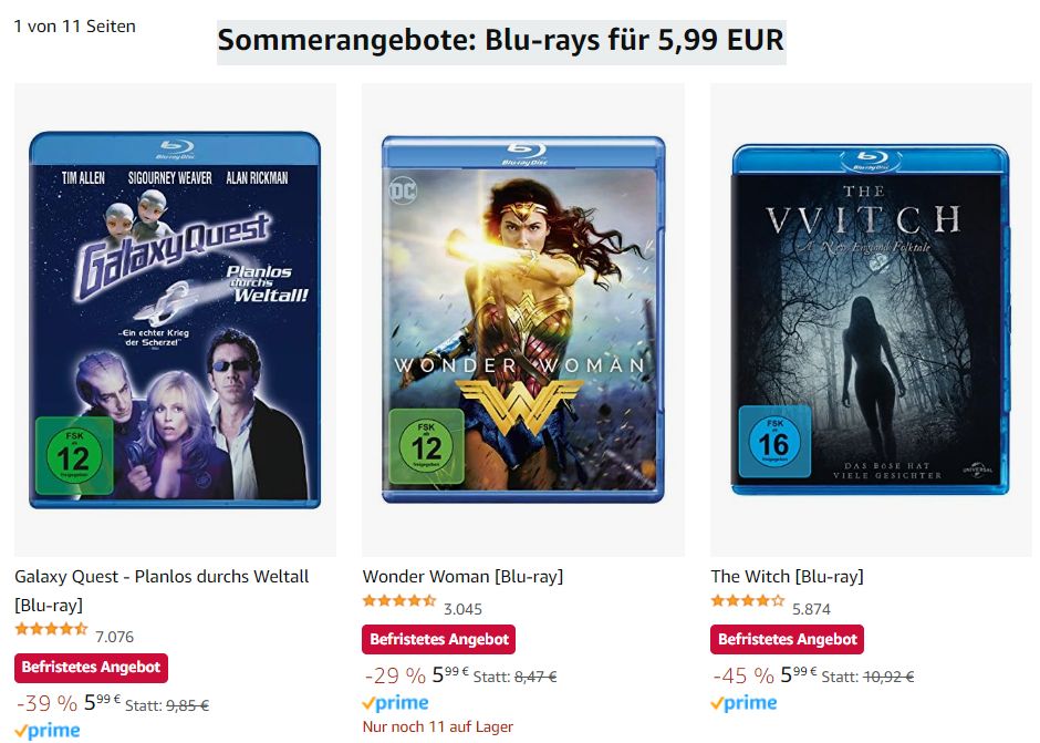 Amazon: Sommer-Blu-rays für je 5,99 Euro im Angebot