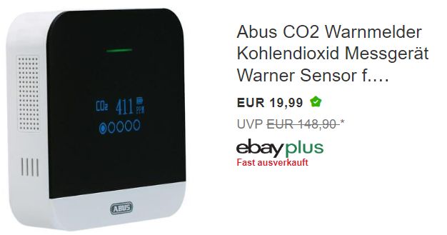 Ebay: Abus CO2-Warnmelder für 19,99 Euro