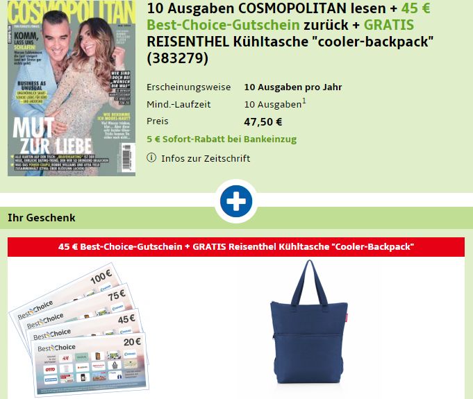 Knaller: Cosmopolitan-Abo für 42,50 Euro mit Prämien über 75 Euro