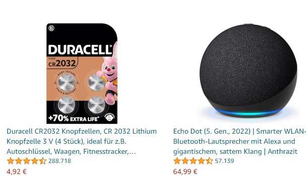 Amazon: Viererpack Duracell CR2032 Knopfzellen für 4,92 Euro