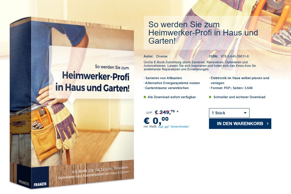 Gratis: eBook "Heimwerker-Profi in Haus und Garten" für 0 Euro