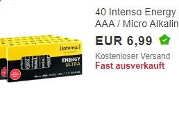 Ebay: 40er-Pack AAA-Batterien von Intenso für 6,99 Euro