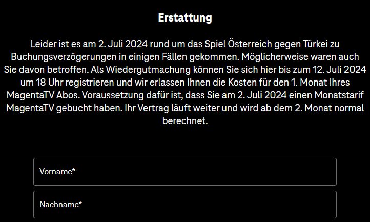 Magenta TV: Formular zur Erstattung der Abokosten nach EM-Debakel
