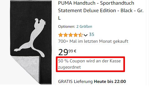 Puma: Handtuch für 9,99 Euro via Amazon Prime