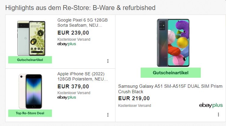 Ebay: 10 Prozent Rabatt auf Ware im Re-Store