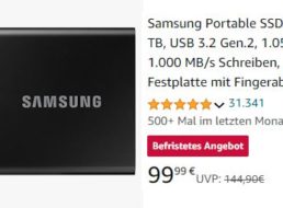 Amazon: „Samsung Portable SSD T7 Touch“ für 99,99 Euro frei Haus