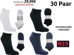 Outlet46: 30 Paar H.I.S-Sneackersocken für 29,99 Euro frei Haus