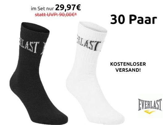 Outlet46: 30 Paar Socken von Everlast für 29,97 Euro