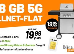 Klarmobil: Gasgrill zum Telekom-Vertrag mit 28 GByte 5G-Volumen