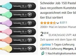 Amazon: Sechserpack Textmarker von Schneider für 2,69 Euro