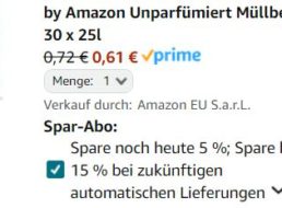 Amazon: Müllbeutel für unter 2 Cent/Stück im Sparabo