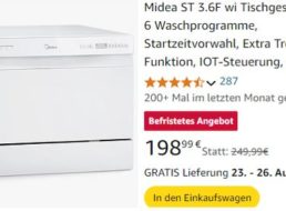 Amazon: Tischgeschirrspüler mit App-Support für 198,99 Euro