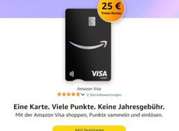 Amazon Visa: Kreditkarte mit Cashback und 10 bis 25 Euro Startbonus