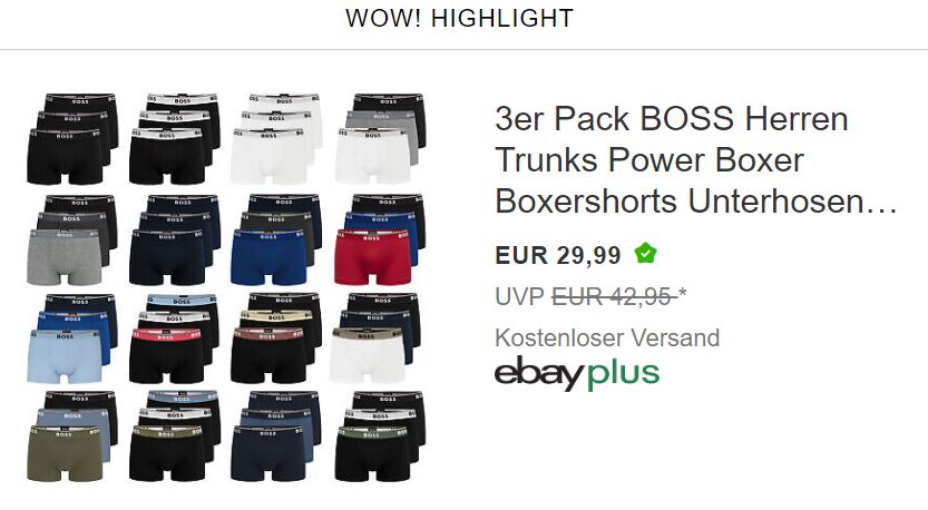 Boss: Boxershorts im Dreierpack für 29,99 Euro frei Haus