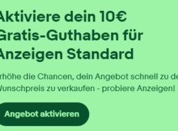 Ebay: 10 Euro Anzeigen-Guthaben geschenkt bis 24. August