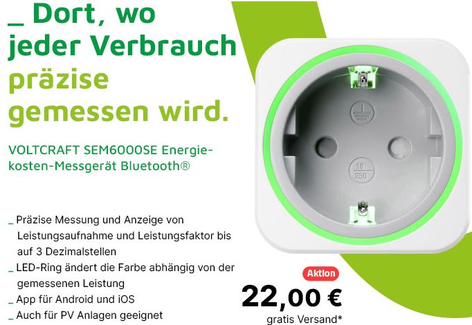 Völkner: "Voltcraft SEM6000SE"-Energiekostenmessgerät für 22 Euro frei Haus