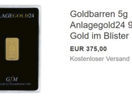 Ebay: 5 Gramm Gold zum Bestpreis von 375 Euro frei Haus