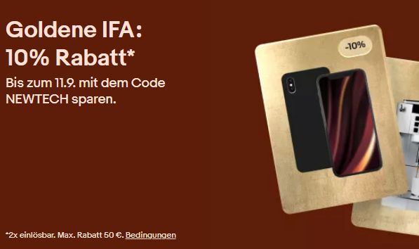 Ebay: 10 Prozent IFA-Rabatt bis zum 11. September