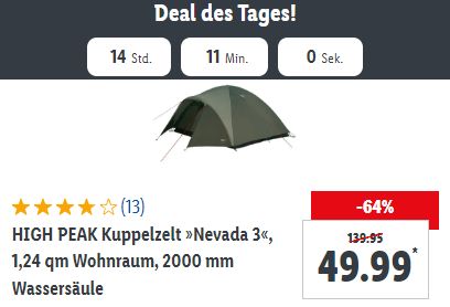 Lidl: Dreimannzelt jetzt für 49,99 Euro im Angebot