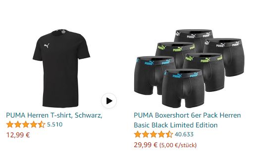 Puma: Boxershorts "Limited Edition" im Sechserpack für 29,99 Euro