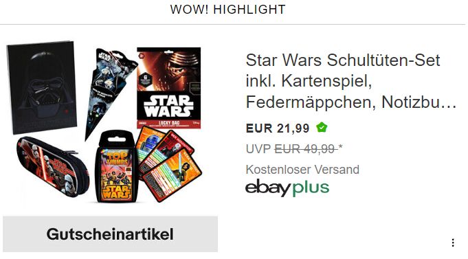 Ebay: Star Wars Schultüten-Set mit Gutschein für 18,69 Euro