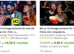 Groupon: Kinogutscheine ab 6,80 Euro