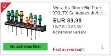 Ebay: Schraubendreher-Satz von Wera für 39,99 Euro