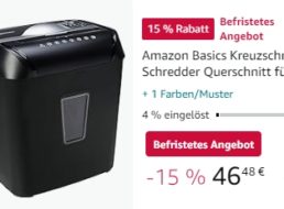 Amazon: Aktenvernichter mit Kreuzschnitt für 46,48 Euro