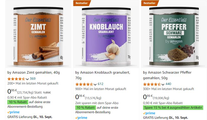 Amazon: Gewürze im Sparabo für 81 Cent