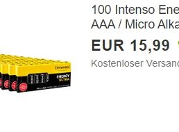 Ebay: 100er-Pack AAA-Batterien von Intenso für 15,99 Euro