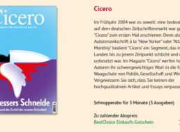 Cicero: Drei Ausgaben für 36,90 inklusive Gutschein über 35 Euro