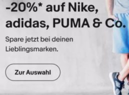 Ebay: 20 Prozent Rabatt auf Nike, Adidas & Co.