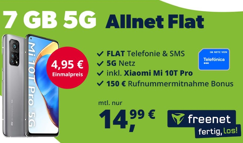 Gratis: Xiaomi Mi 10T Pro zum Vertrag rechnerisch geschenkt