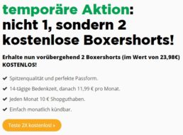 Gratis: Doppelpack Boxershorts und Wäscheset zum Nulltarif