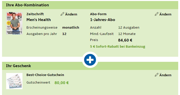 H&F: Men's Health im Jahresabo für 79,60 Euro mit Gutschein über 80 Euro