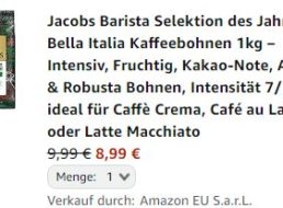 Amazon: Jacobs Barista im Sparabo für 8,99 Euro