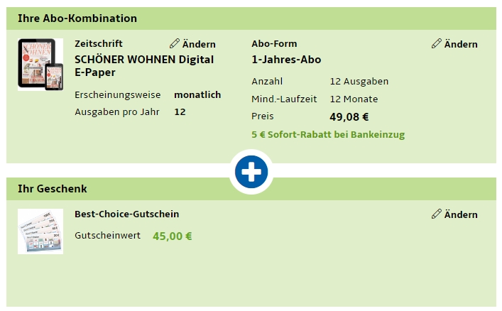 Schöner Wohnen: Jahresabo des ePaper für 44,08 Euro mit Gutschein über 45 Euro