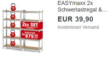 Ebay: Doppelpack Schwerlastregal für 39,99 Euro frei Haus