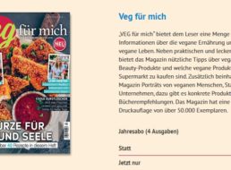 „Veg für mich“: Jahresabo für 11 statt 21,60 Euro