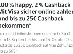 Visa: Cashback-Aktion bis zum 15. Oktober 2024