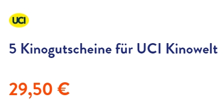 Aldi Deals: Fünf UCI-Kinogutscheine für 29,50 Euro