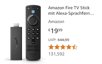 Amazon: Fire TV Stick mit Sprachfernbedienung für 19,99 Euro