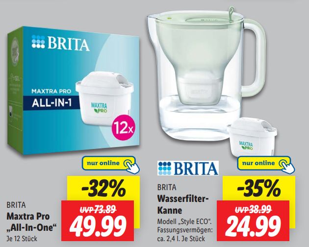 Lidl: Brita-Filter und Kannen mit Rabatt