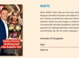 Bunte: Jahresabo mit automatischem Ende für 38 statt 259,20 Euro