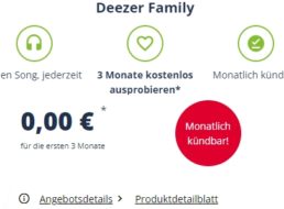 Gratis: 3 Monate Deezer Family für 0 statt 45 Euro